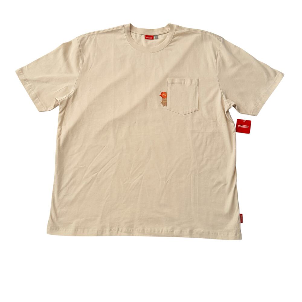 Nintendo Legend of Zelda Korok Pocket T Shirt Cream Graphic Cotton L NWT
